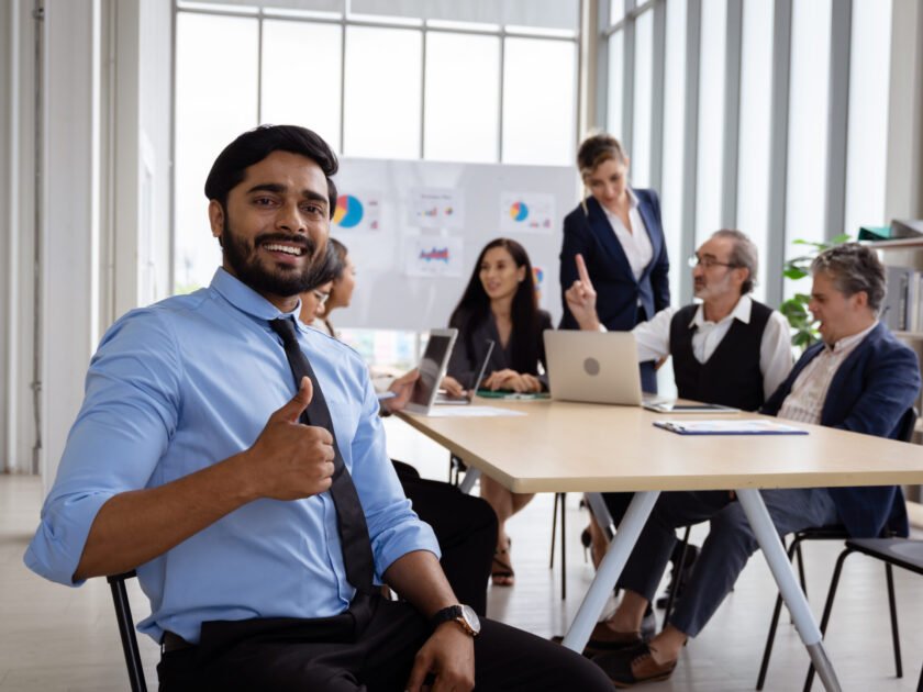 Group of multiethnic businessmen Get together for a brainstorming meeting to move the business forward.